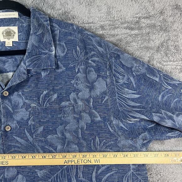 Paradise Collection Shirt Men XXL Classic Fit Hawaiian Palm Trees Rayon Blue - Picture 3 of 6